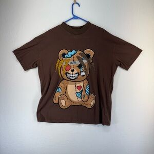 Boohoo MAN Crew Neck Evil Teddy Graphic T-Shirt Mens Size S